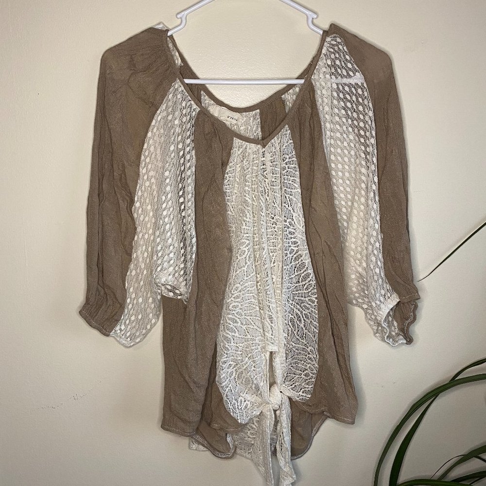 A'reve Long Sleeve Lace Blouse